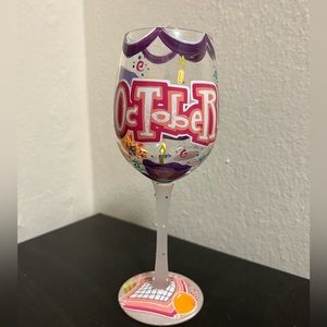October birthday wine glass